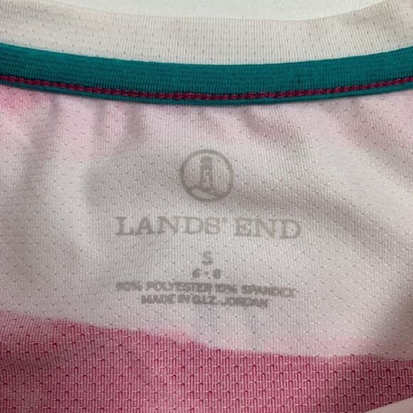 Lands End Vented Shirt Womens S Pomegranate White Striped Gradient Athletic Tee - Picture 9 of 11